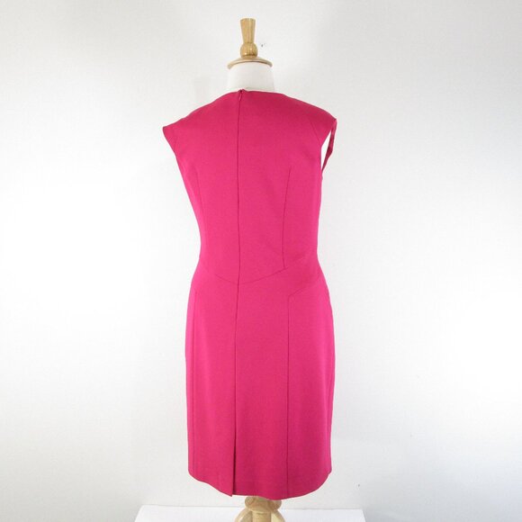 Talbots Plus Size Solid Magenta Fuchsia Pink V-Neck Sheath Dress Size 16 - Picture 7 of 13